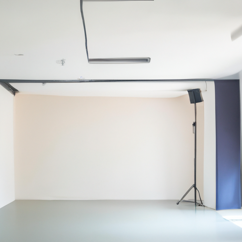 화이트룸 스튜디오 공간: 대형 창과 흰색 사이클로라마, 확산된 자연광이 가득한 미니멀 인테리어